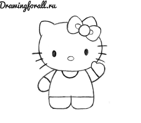 Хеллоу Китти рисунок карандашом