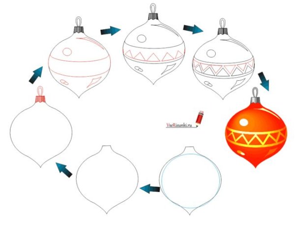 Раскраска новогодние игрушки