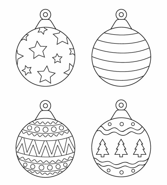 Ёлочнын игрушка раскраска