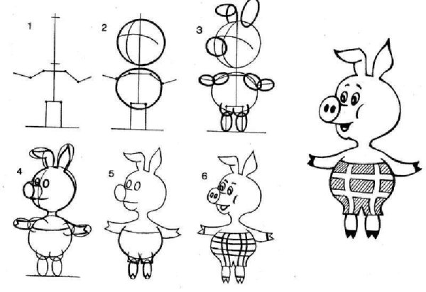 Как нарисовать пяточка из Винни пуха карандашом поэтапно