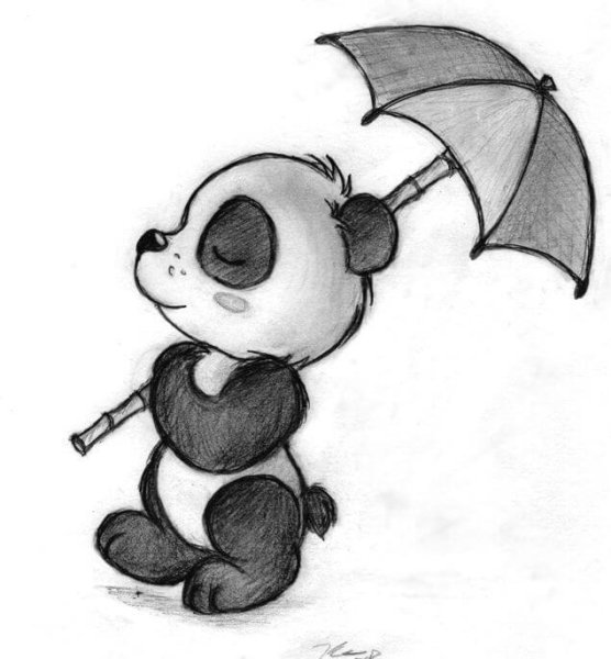 Рисунок панды карандашом легко