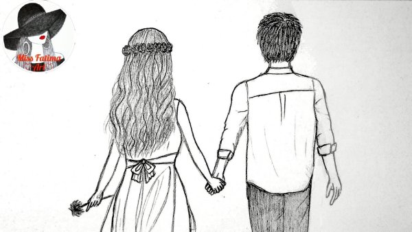 Рисунки для срисовки лёгкие мальчик и девочка