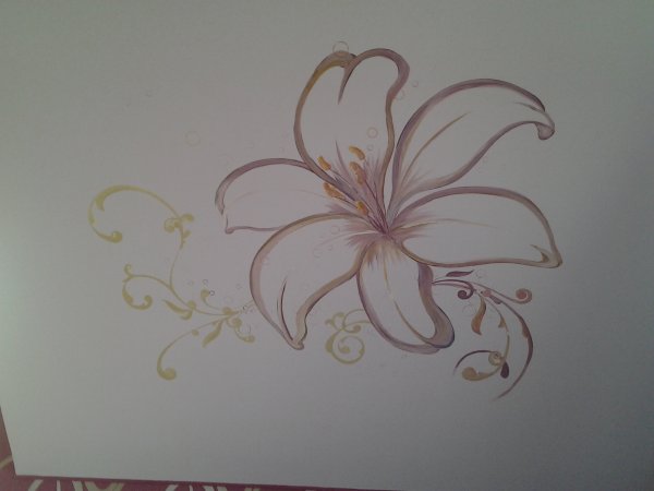 Цветы на стене карандашом