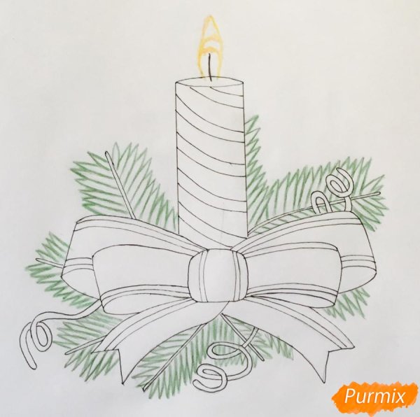 Рождественские свечи карандашом