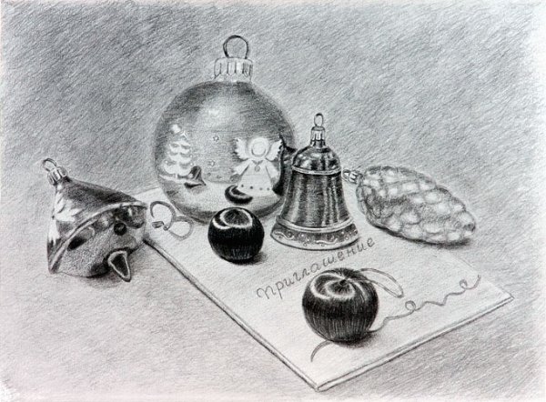 Натюрморт в графике новый год