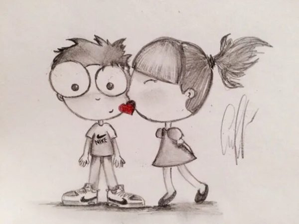 Прикольные рисунки карандашом про любовь