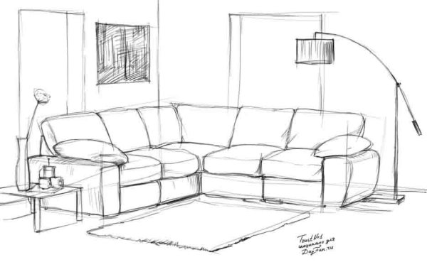 Рисование интерьера комнаты легкий