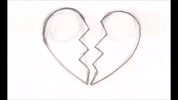 Разбитое сердечко карандашом