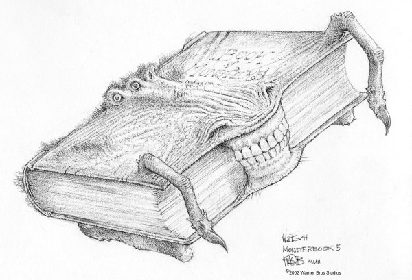 Книга из Гарри Поттера про монстров рисунок