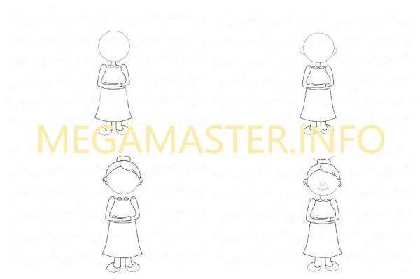 Поэтапное рисование бабушки