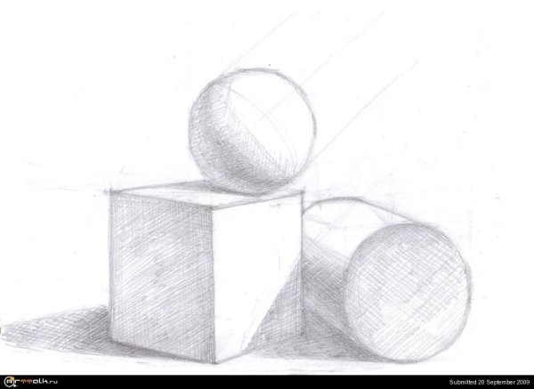 Объемные фигуры карандашом