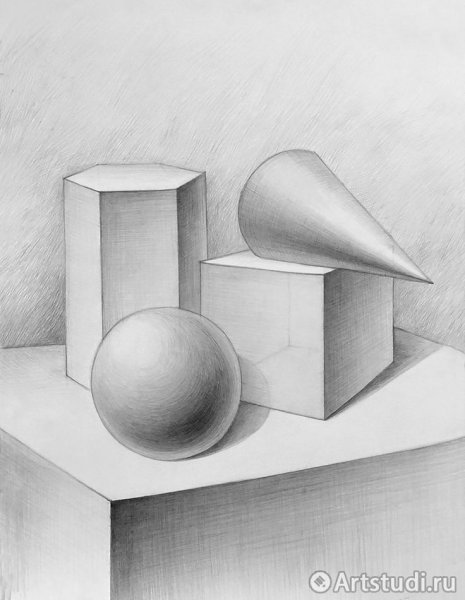 Рисование геометрических тел (Призма, пирамида, куб).