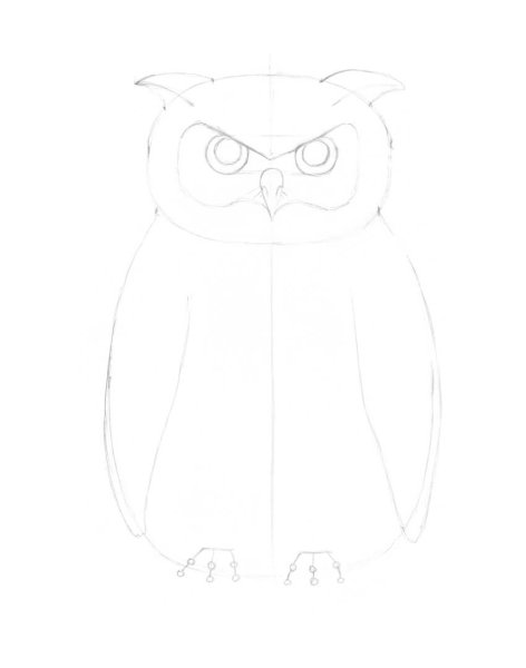 Сова рисунок для срисовки легкие