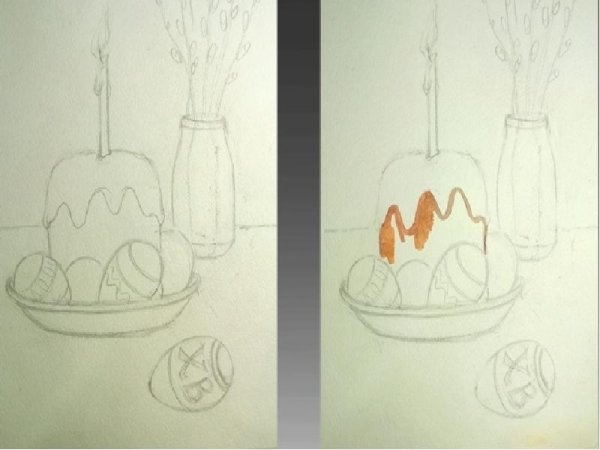 Натюрморт на тему Пасха легко