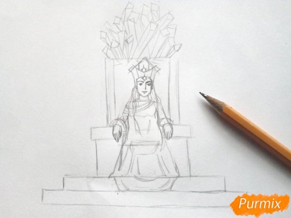 Рисуем снежную королеву на троне