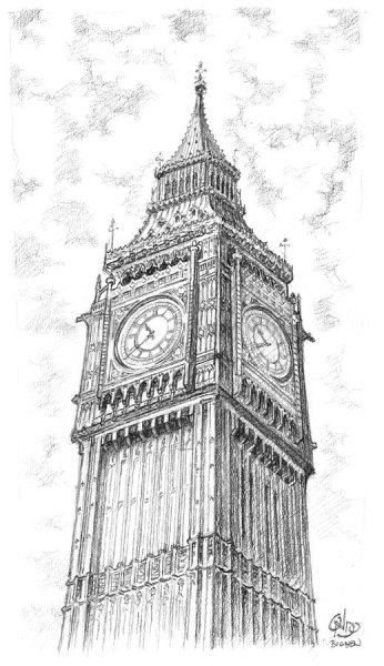 Достопримечательности Англии Биг Бен рисунок
