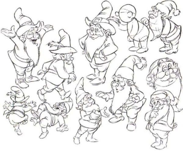 Гномы трафарет для рисования