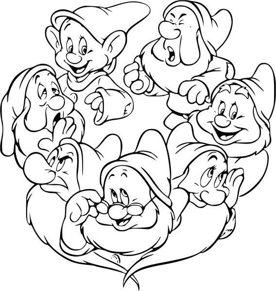 Раскраска 7 гномиков