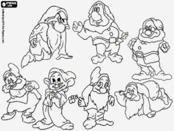 Гном весельчак из Белоснежки раскраска