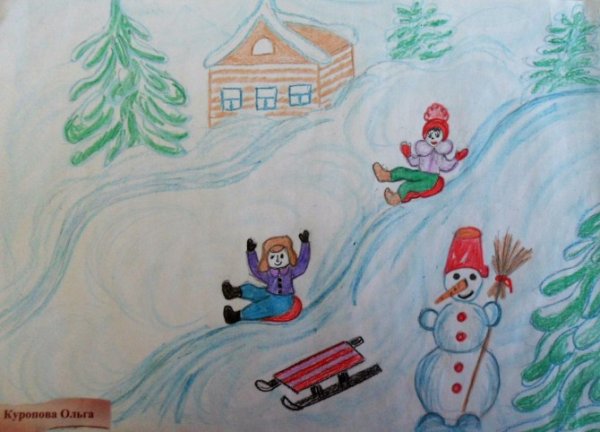 Рисование с детьми зимние забавы