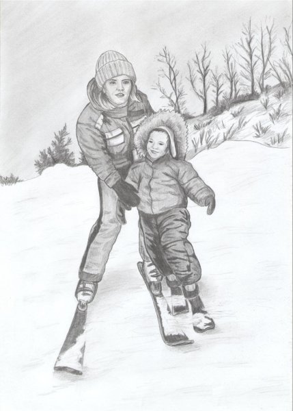 Зимние развлечения эскиз