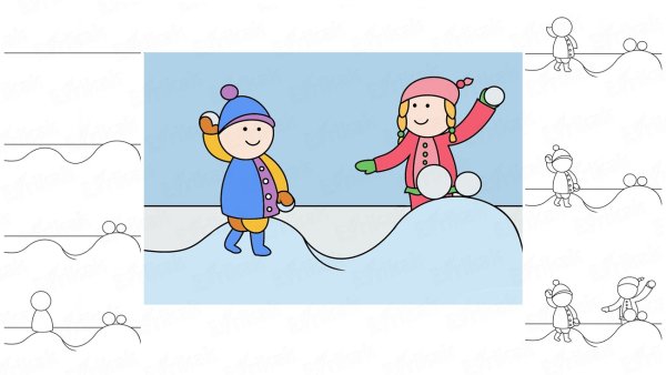 Рисование зимние развлечения