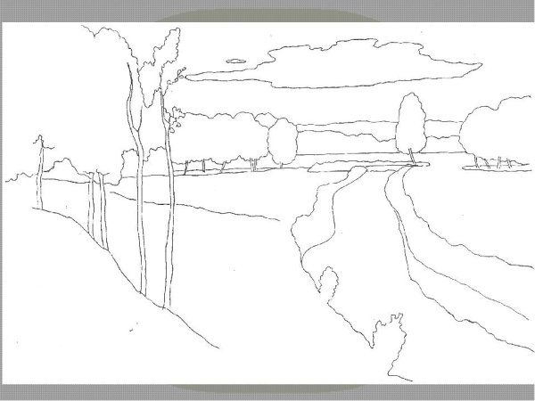 Осенний пейзаж рисунок карандашом