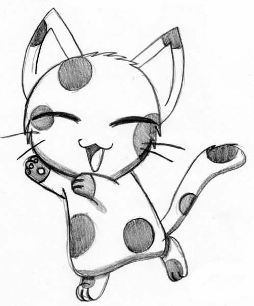 Лёгкий рисунок котёнка для срисовки