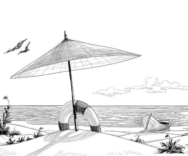 Пляж рисунок