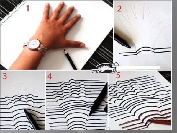 Объемная рука рисунок