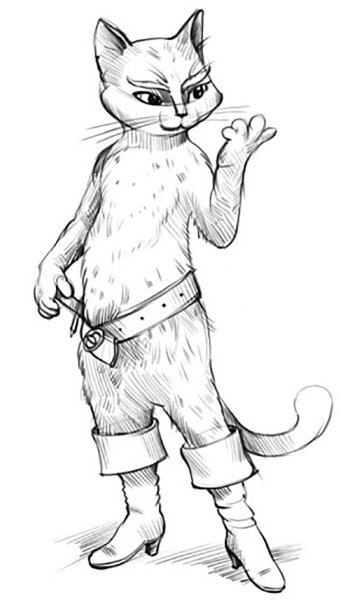 Кот в сапогах рисунок