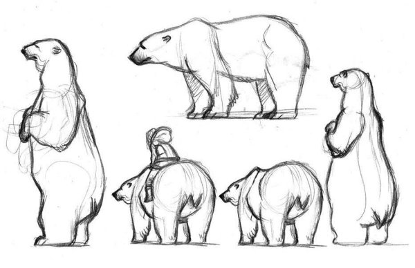 Белый медведь сбоку рисунок