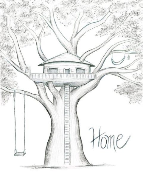 Домик на дереве эскиз