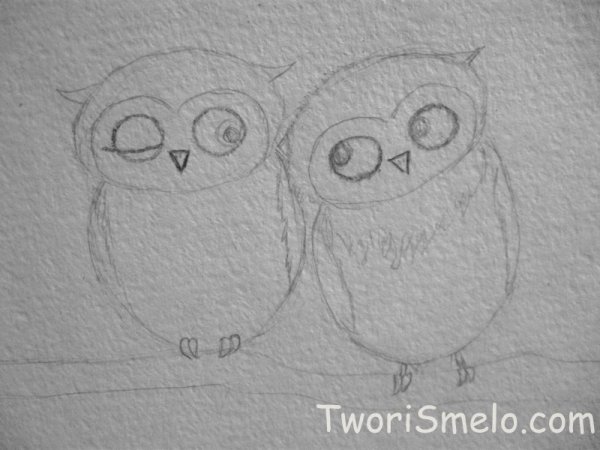Совушка рисунок карандашом