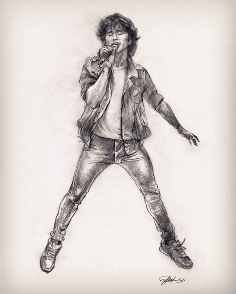 Виктор Цой карандашом для срисовки