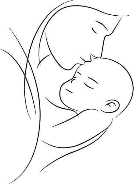 Мать и дитя карандашом