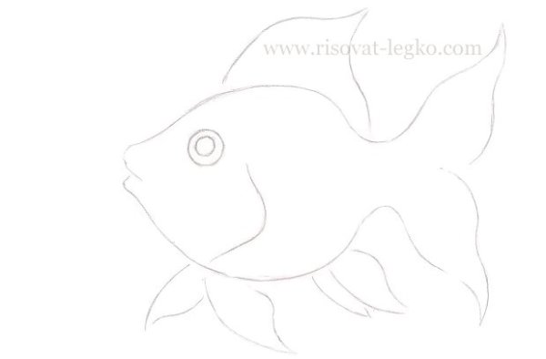 Самый легкий рисунок золотой рыбки