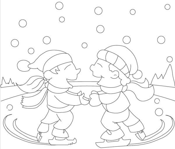 Зимняя прогулка раскраска