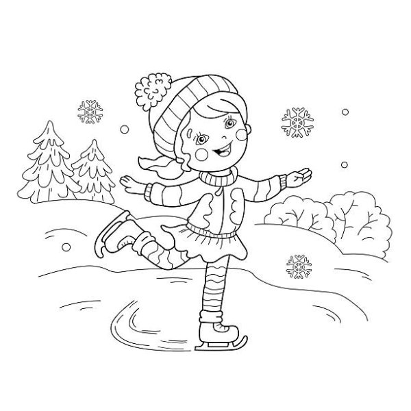 Раскраска девочка на коньках