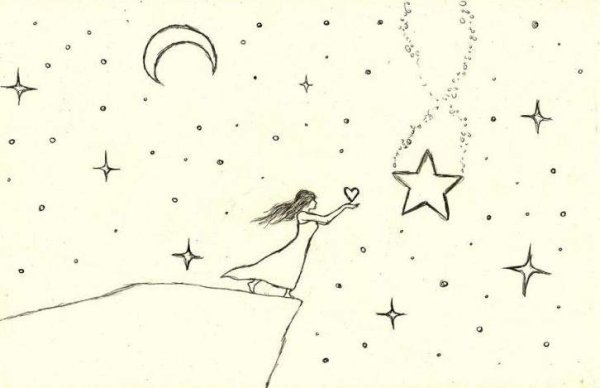 Падающая звезда карандашом