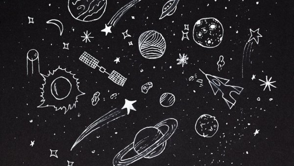 Ночное небо цветными карандашами