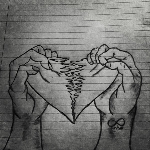 Прикольные рисунки карандашом про разбитое сердце