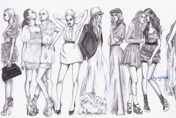 Красивые платья для срисовки карандашом