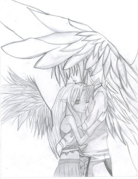 Аниме карандашом ангелы и демоны