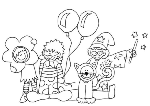 Раскраска школьный карнавал