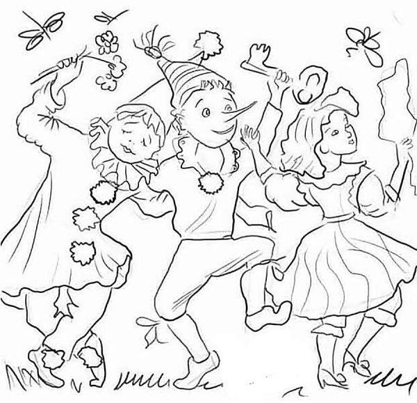 Раскраски к сказке Буратино для детей театр