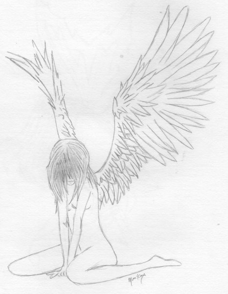 Ангел карандашом для срисовки
