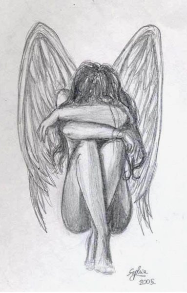 Девушка ангел карандашом