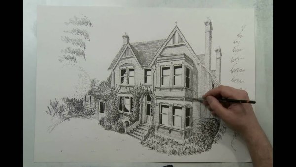 Домик рисунок карандашом