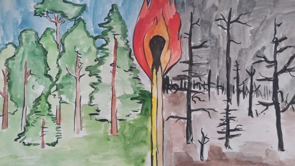 Рисунок на тему Лесные пожары